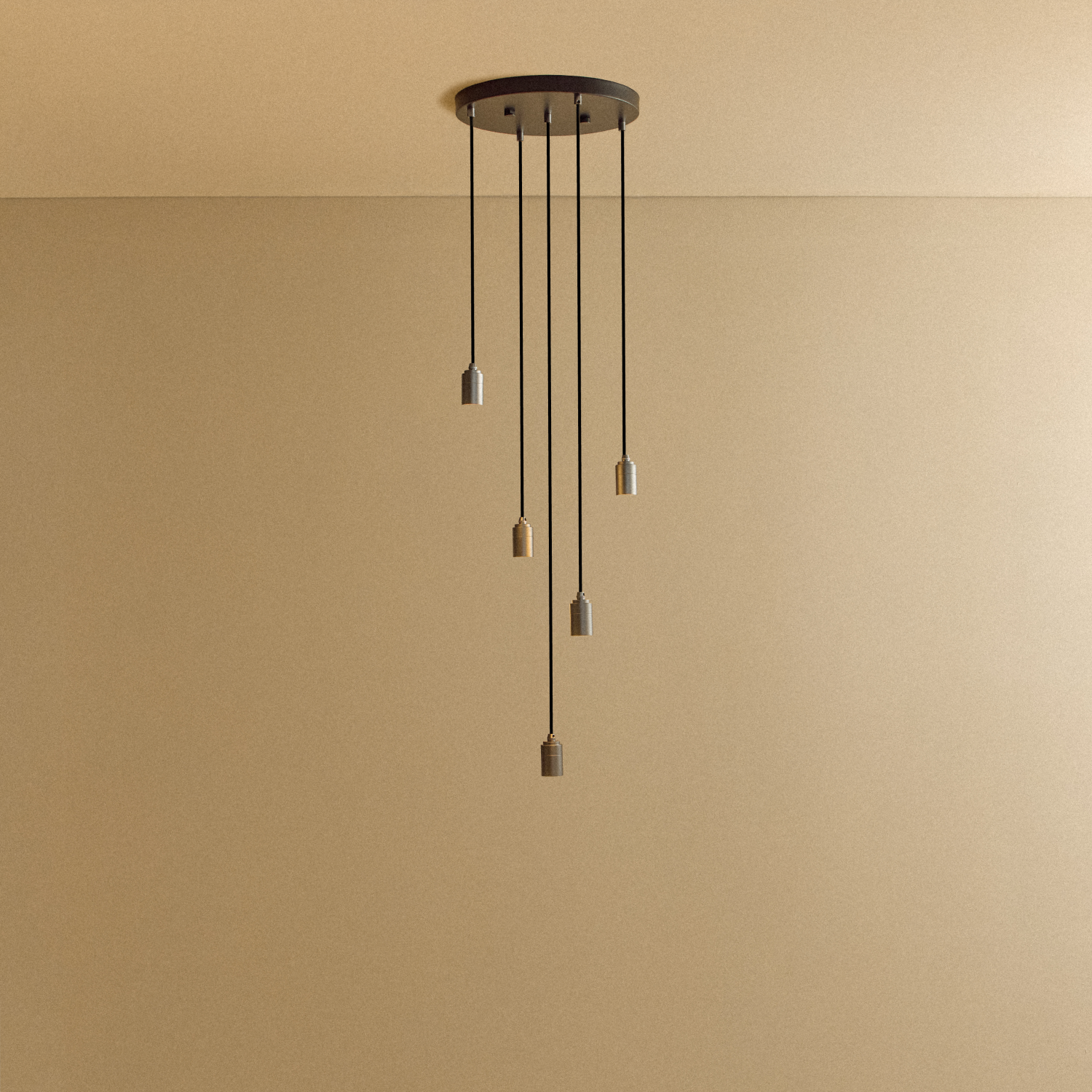 Tala Five Pendant in Graphite fixture shown without a bulb