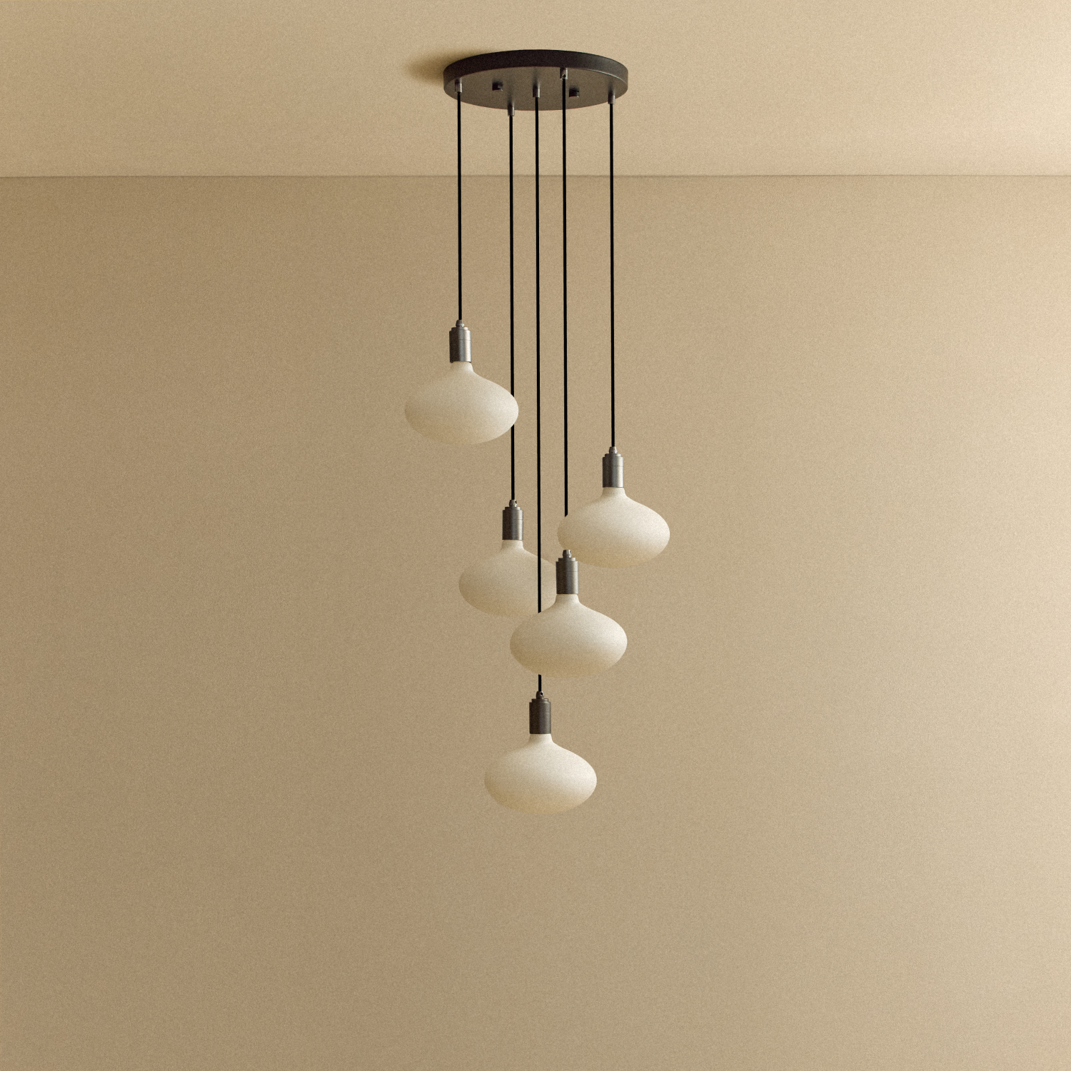 Tala Five Pendant in Graphite + Oval II shown unlit