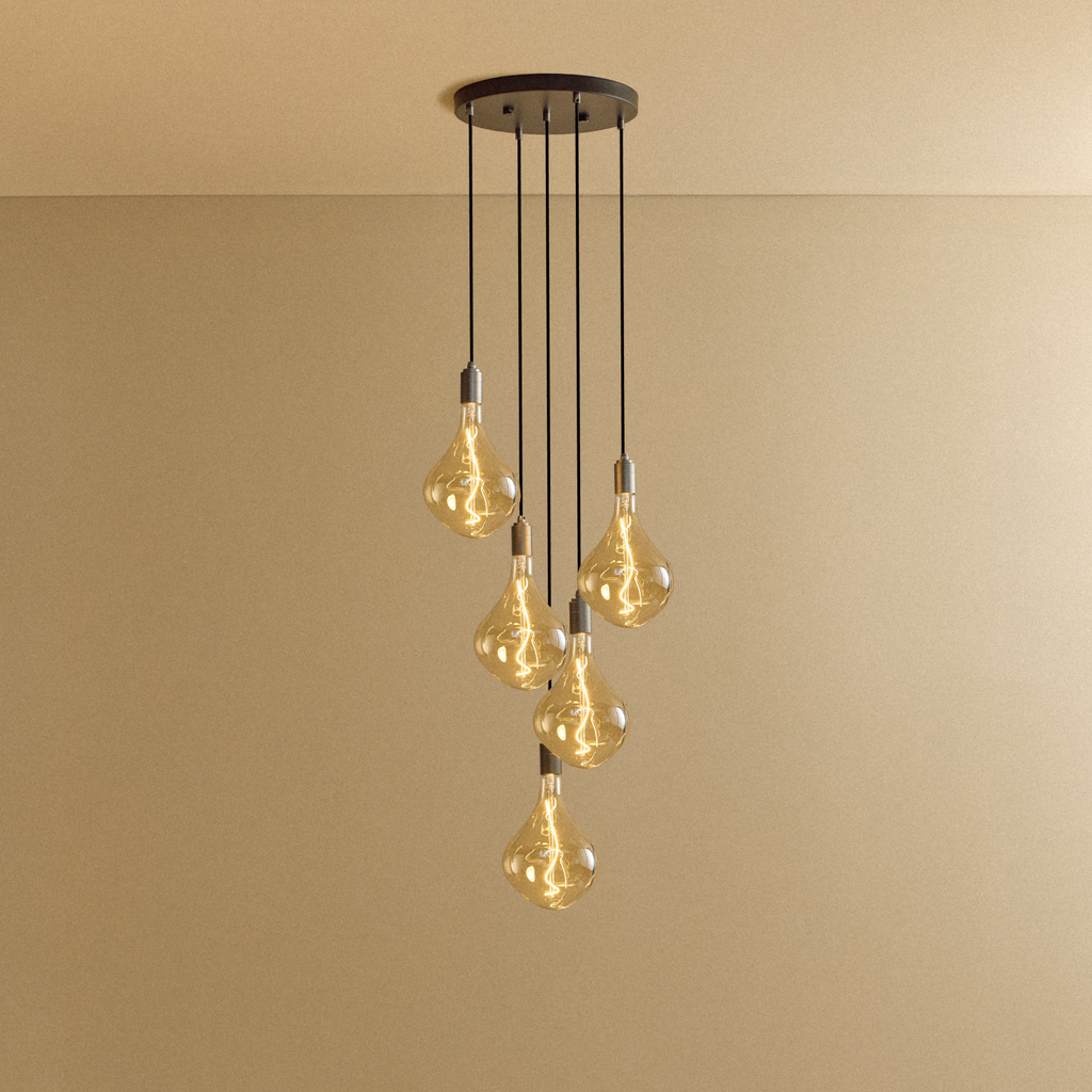 Tala Five Pendant in Graphite + Voronoi II shown illuminated