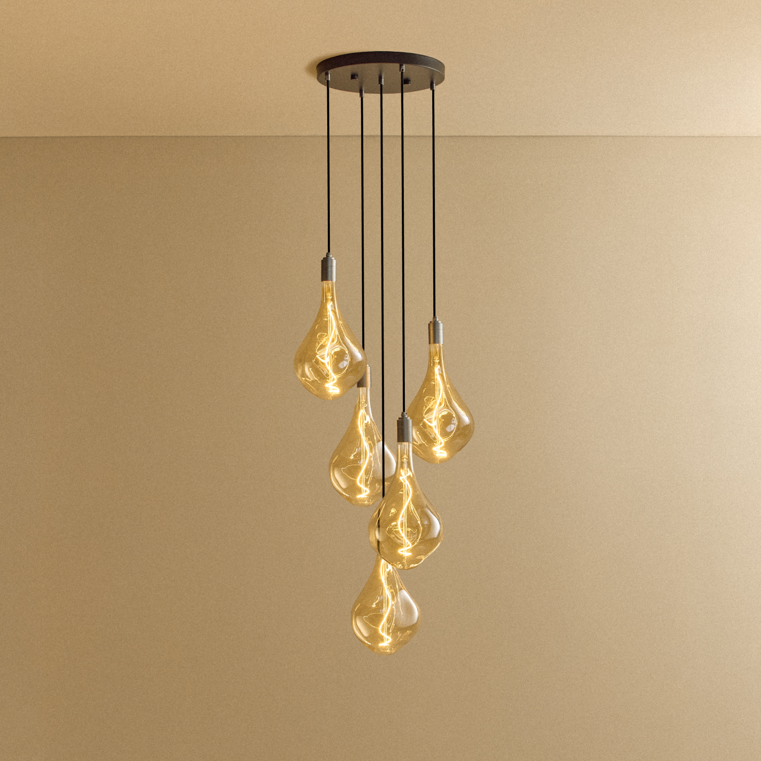 Tala Five Pendant in Graphite + Voronoi III shown illuminated