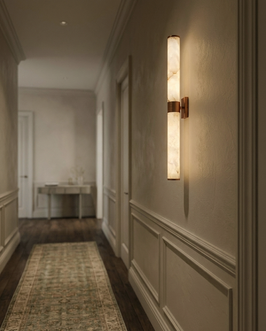 Araco Lumière Frozen Halo natural alabaster wall light, alternate view