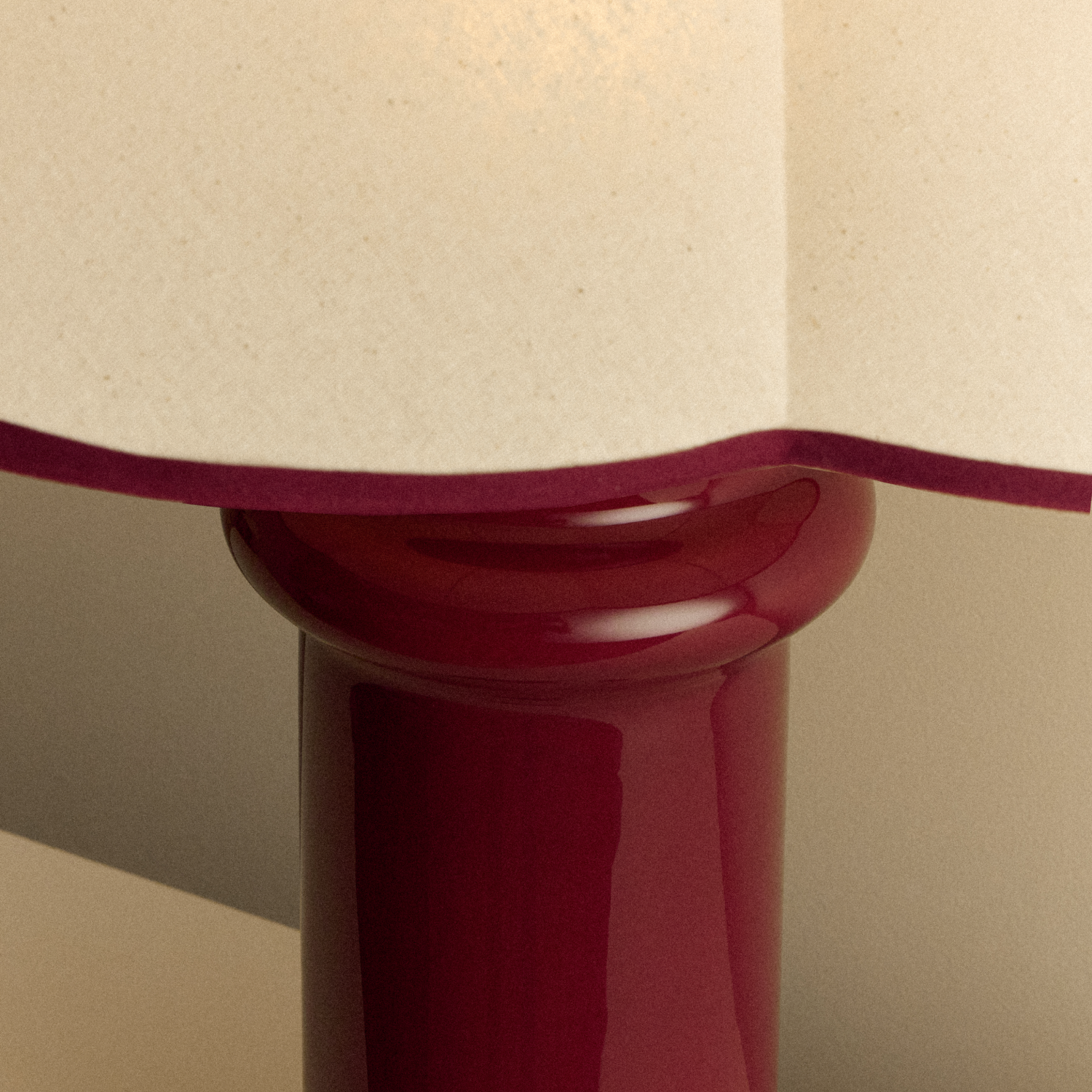 Tala Heath Table Lamp in Port Red close-up detail of the finish