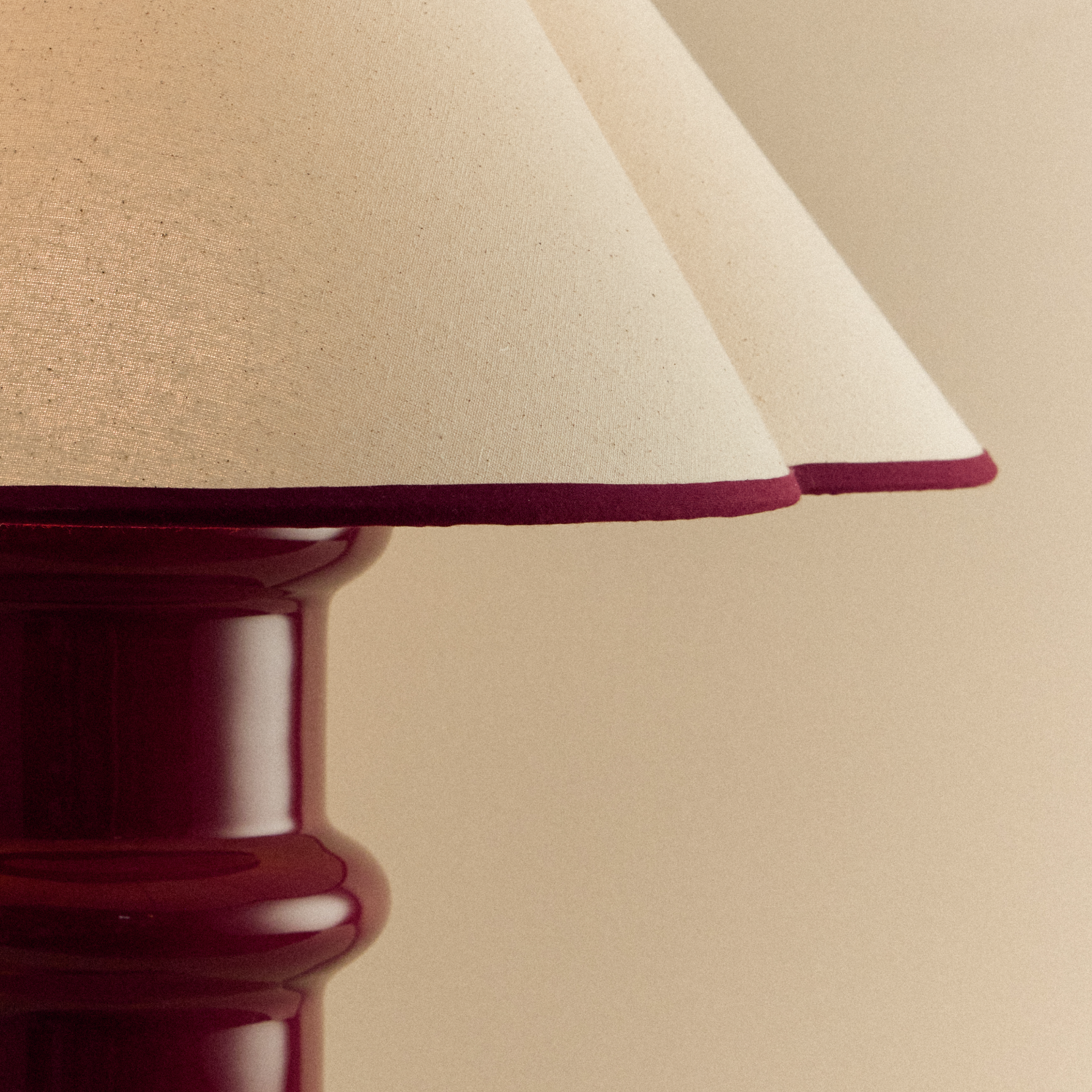 Tala Heath Table Lamp in Port Red close-up detail of the finish (view 2)