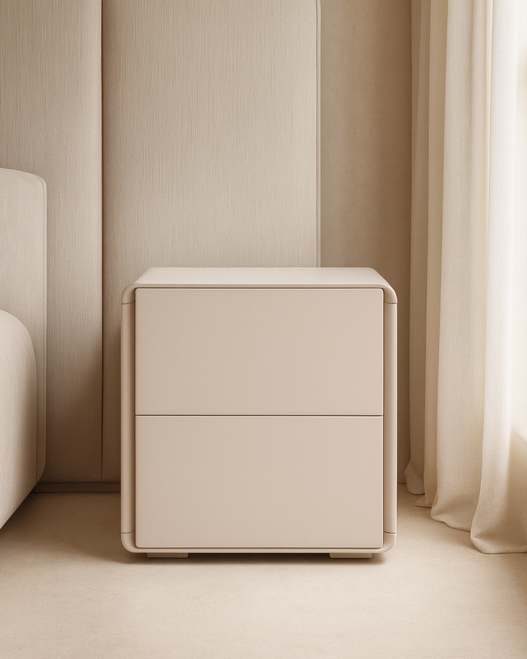Tommy Franks Kota bedside table in matte beige