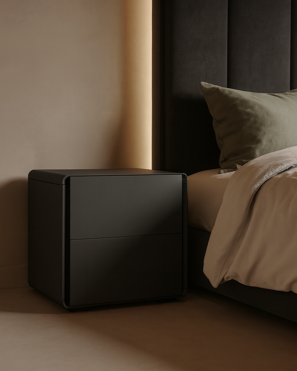 Tommy Franks Kota bedside table in matte anthracite