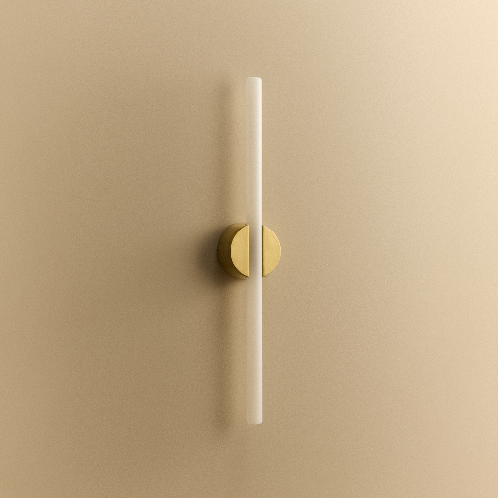 Tala Kilter 2.0 Wall Light in Brushed Brass shown unlit