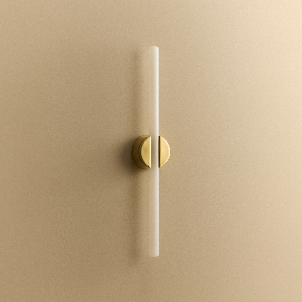 Tala Kilter 2.0 Wall Light in Polished Brass shown unlit