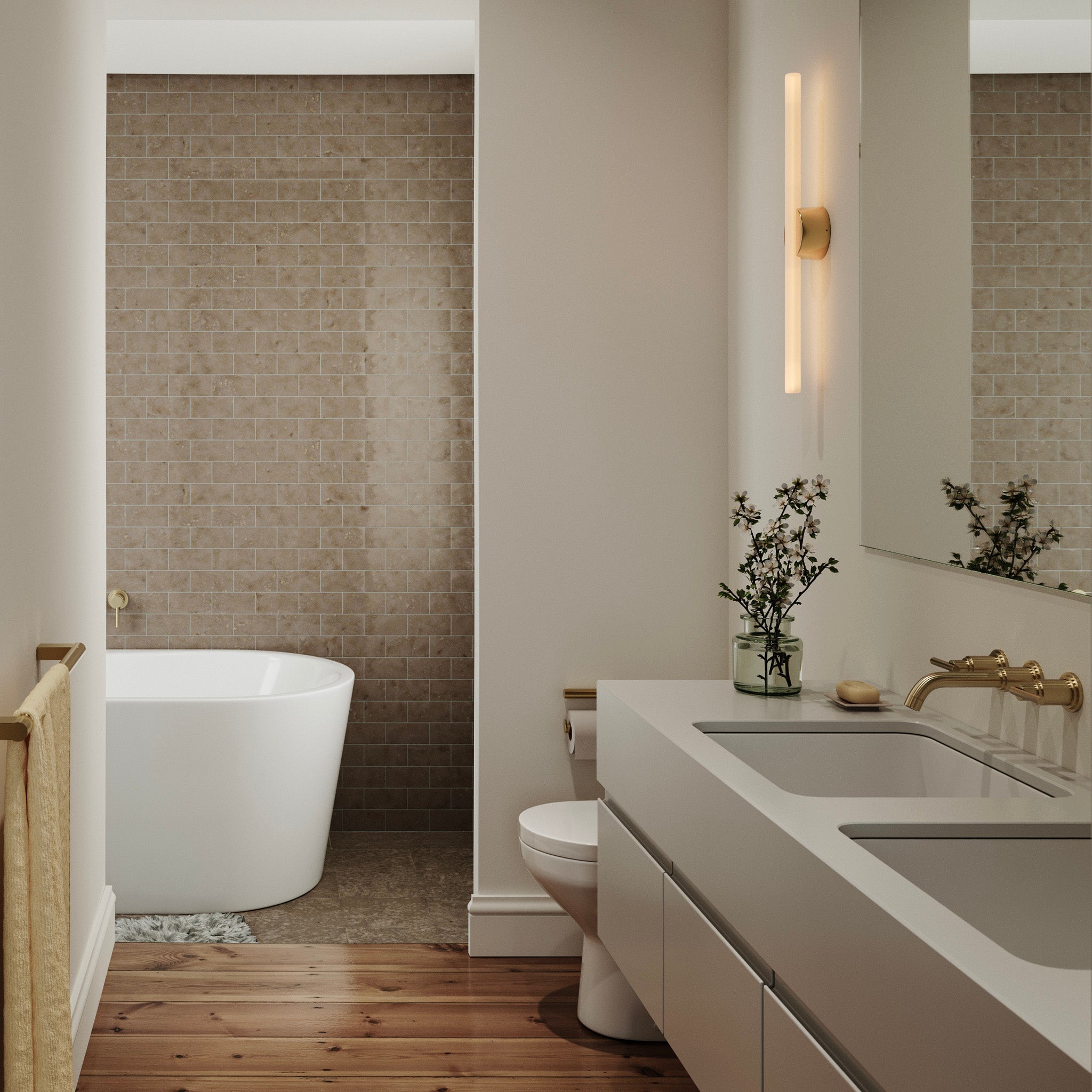 Tala Kilter 1.0 Wall Light in Solid Brass in a styled interior setting