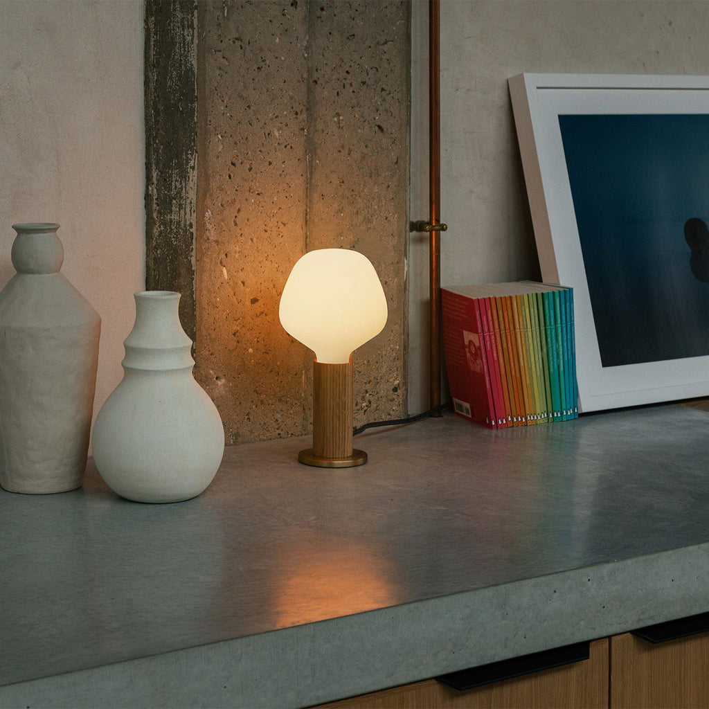 Tala Knuckle Table Lamp in Oak + Enno in a styled interior setting
