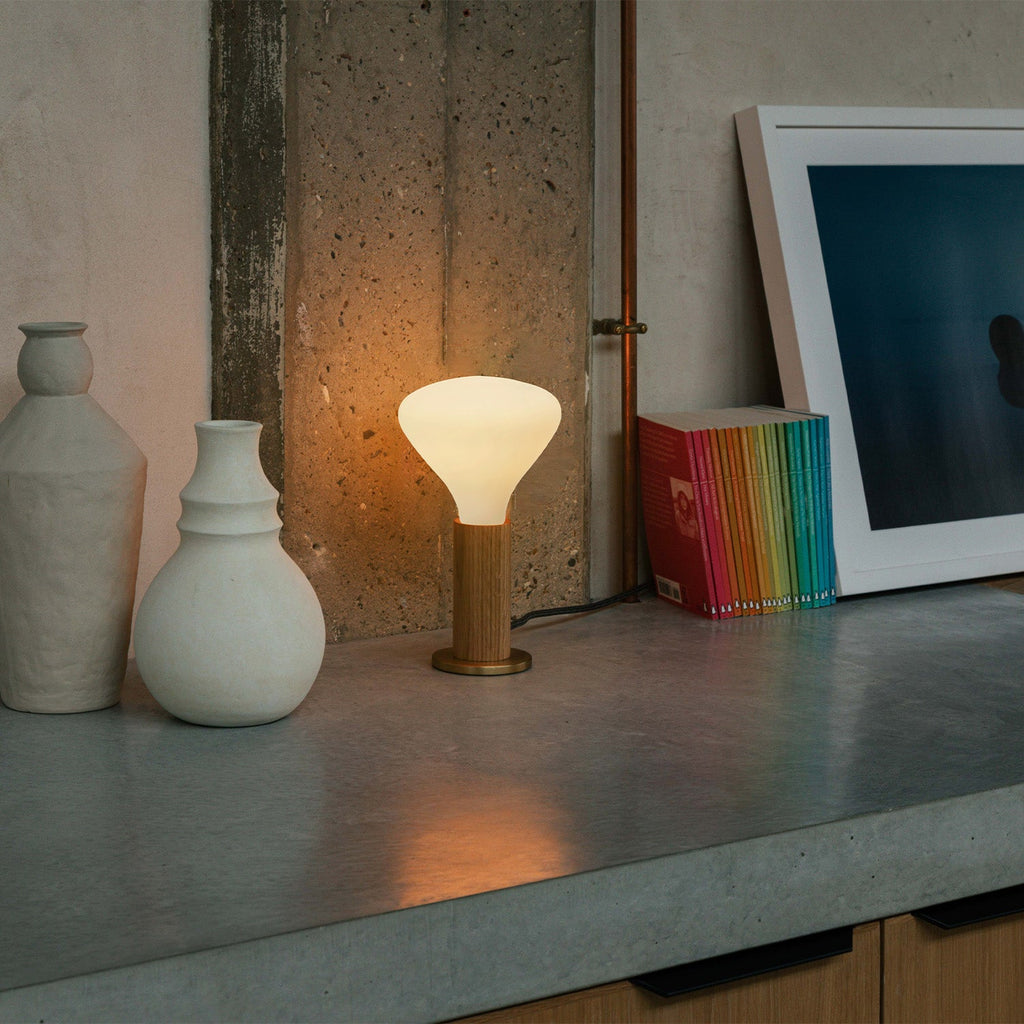 Tala Knuckle Table Lamp in Oak + Noma in a styled interior setting