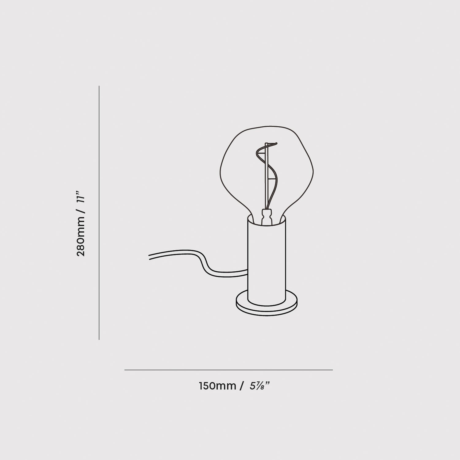 Tala Knuckle Table Lamp in Walnut + Voronoi I dimensions diagram