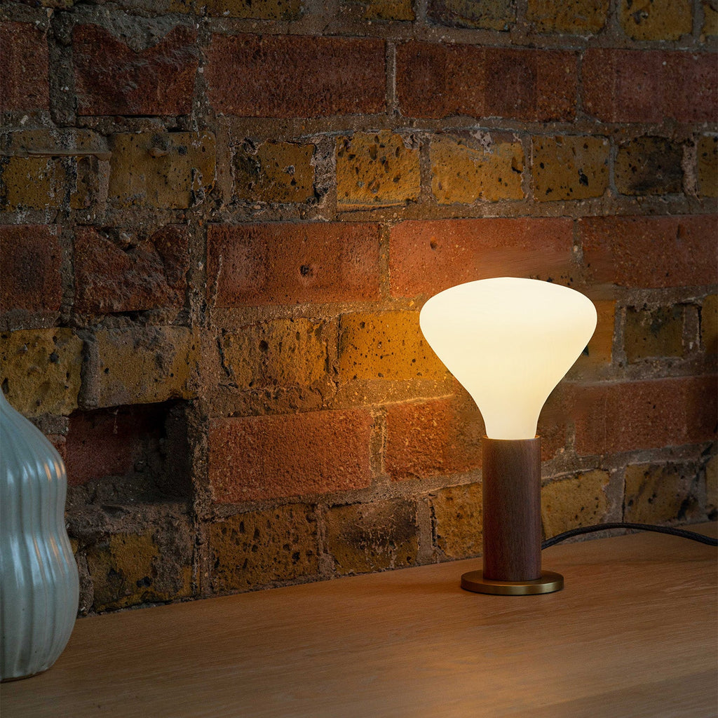 Tala Knuckle Table Lamp in Walnut + Noma in a styled interior setting