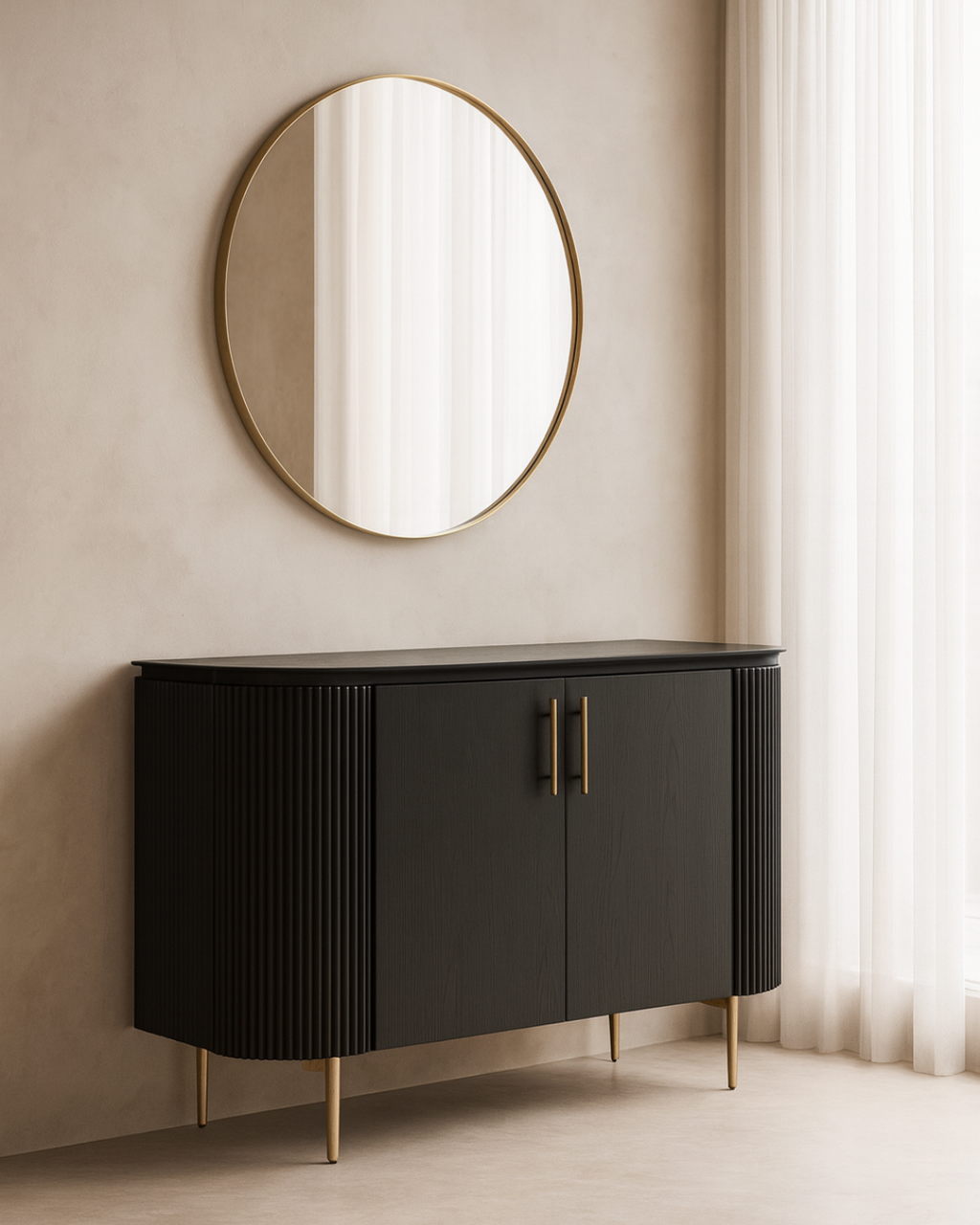 Tommy Franks Lantine two door cabinet in black oak and brass