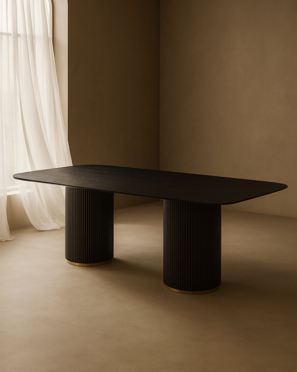 Tommy Franks Lantine 280 dining table in black oak and brass