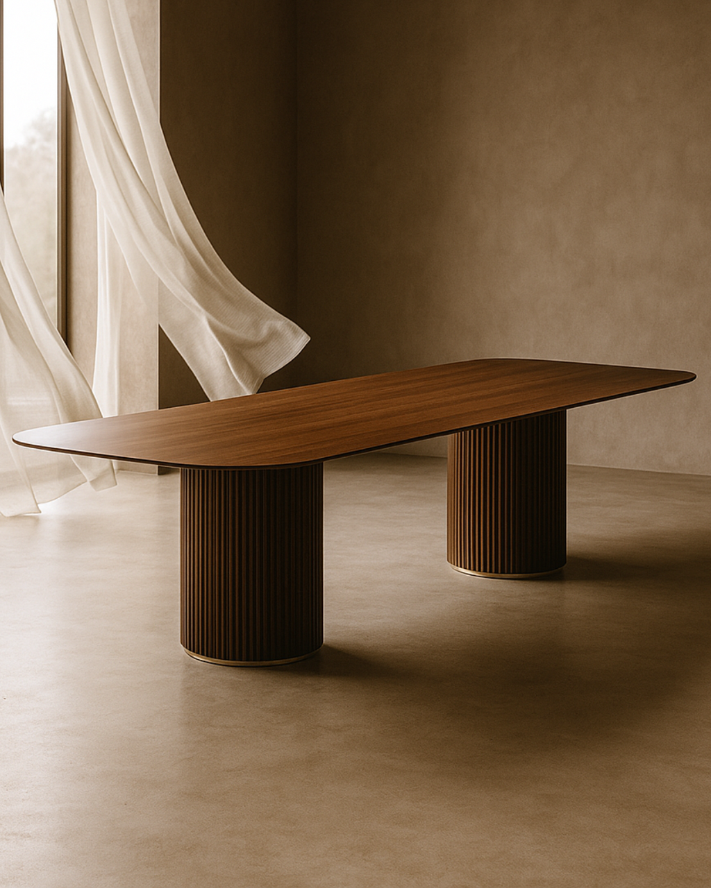 Tommy Franks Lantine 280 dining table in walnut and brass
