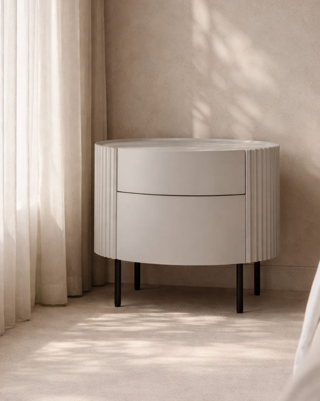 Tommy Franks Lantine bedside table in light grey