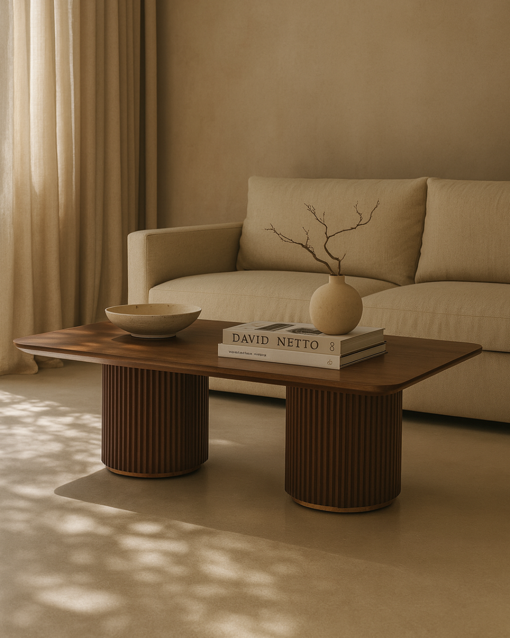 Tommy Franks Lantine double pedestal coffee table in walnut