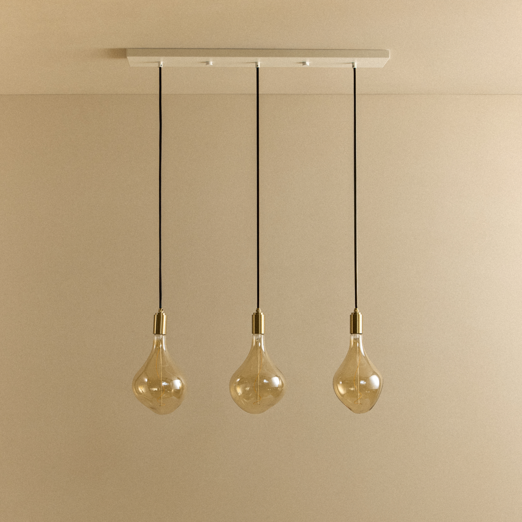 Tala Linear Triple Pendant in Brass + Voronoi II shown unlit