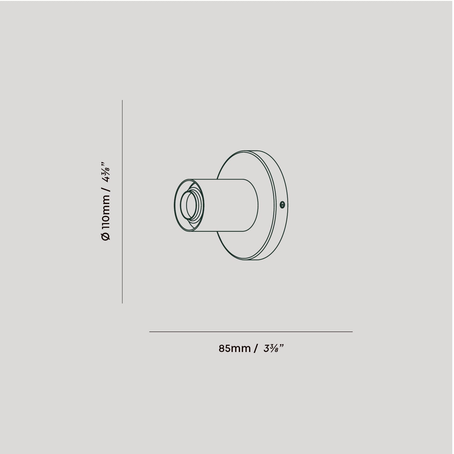 Tala Lochan Wall Light in Brass dimensions diagram