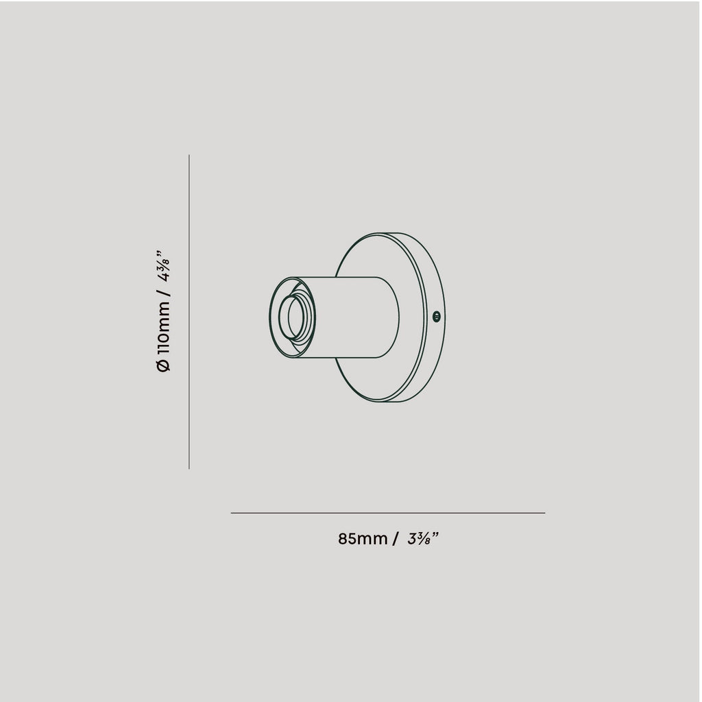 Tala Lochan Wall Light in Graphite + Oval dimensions diagram