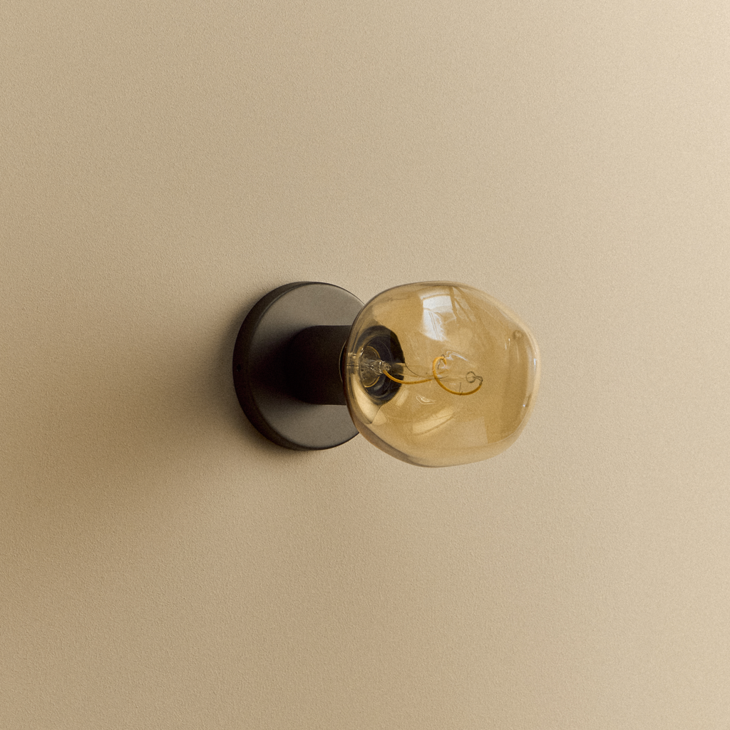 Tala Lochan Wall Light in Graphite + Voronoi I shown illuminated (view 2)
