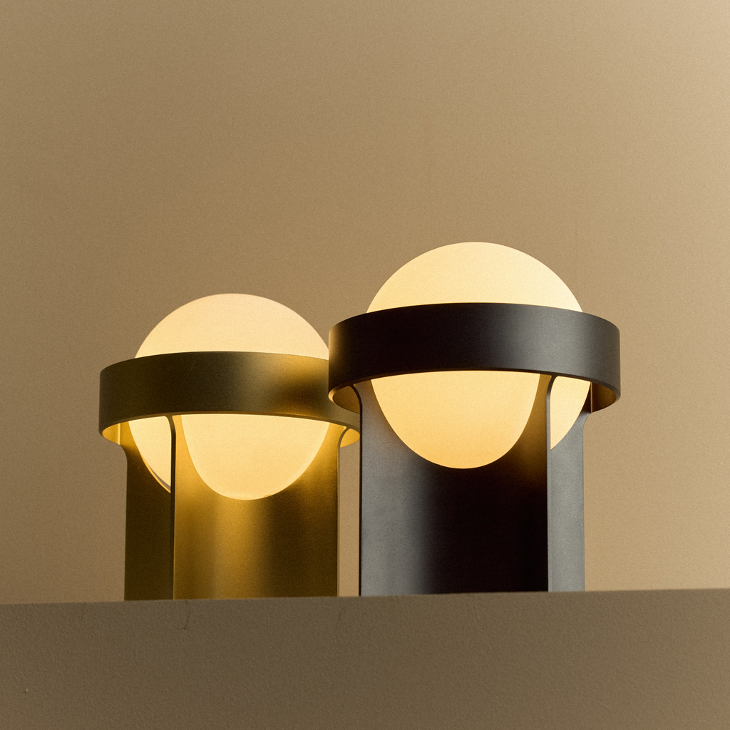 Tala Loop Table Lamp in Gold + Sphere IV (view 2)