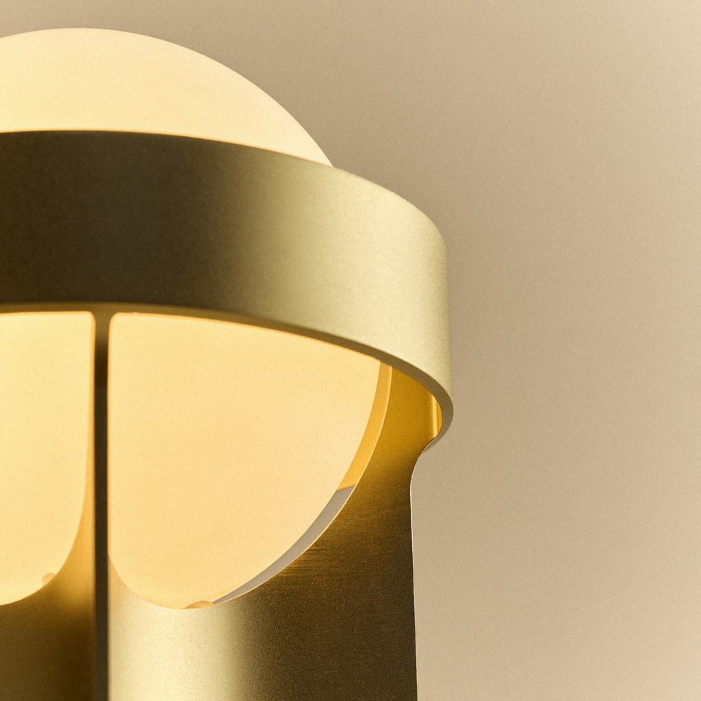 Tala Loop Table Lamp in Gold + Sphere IV close-up detail of the finish (view 2)