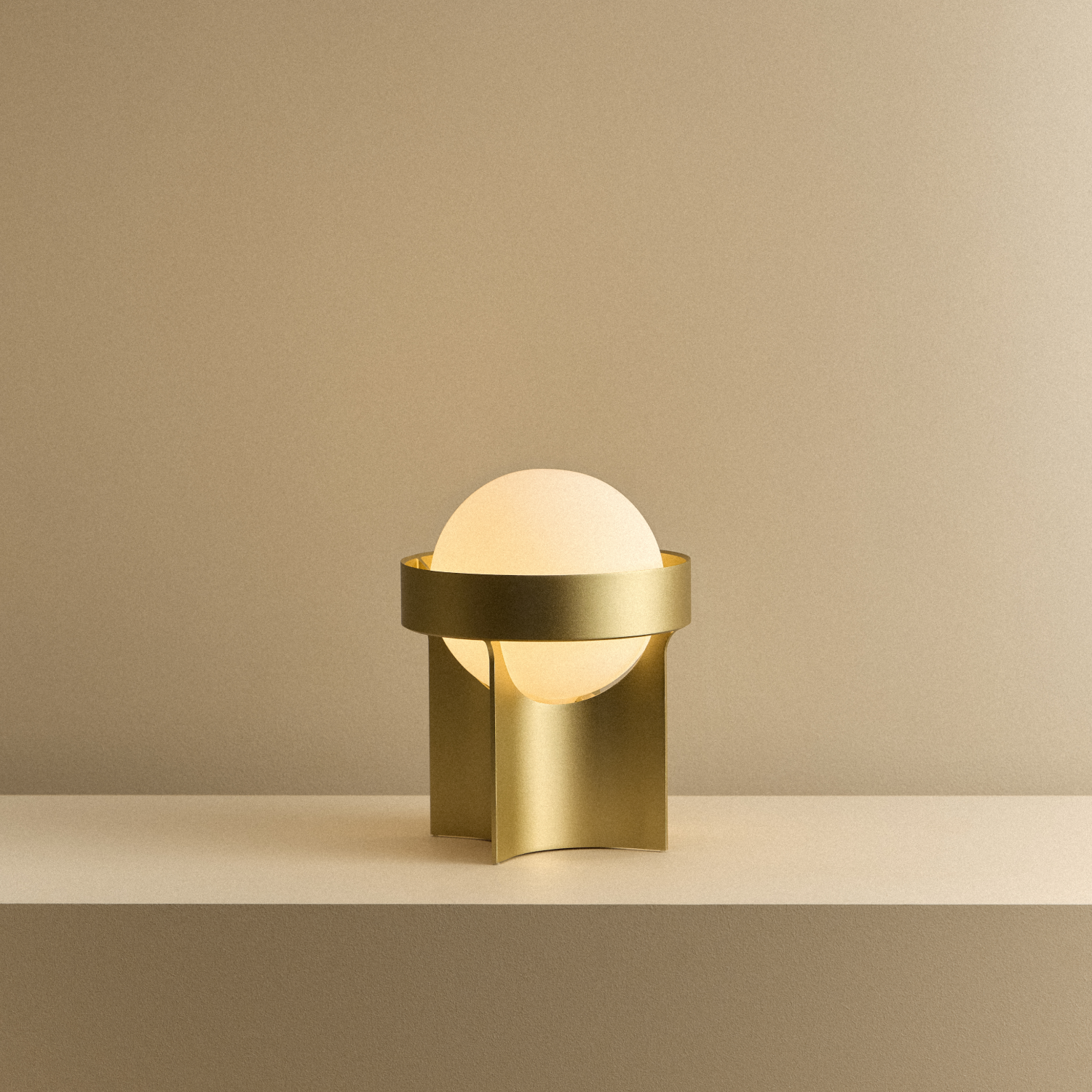Tala Loop Table Lamp in Gold + Sphere IV shown illuminated
