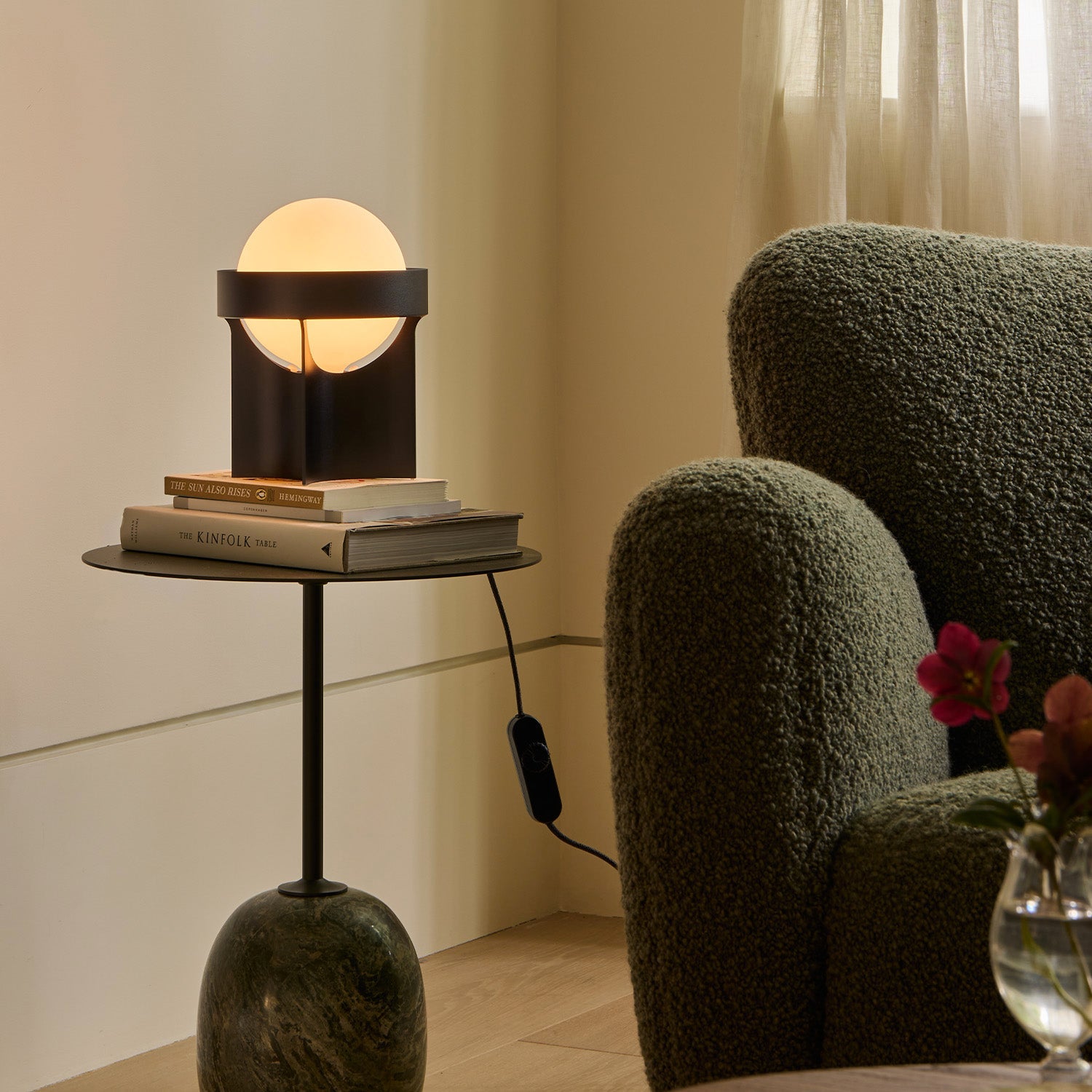 Tala Loop Table Lamp in Dark Grey + Sphere IV