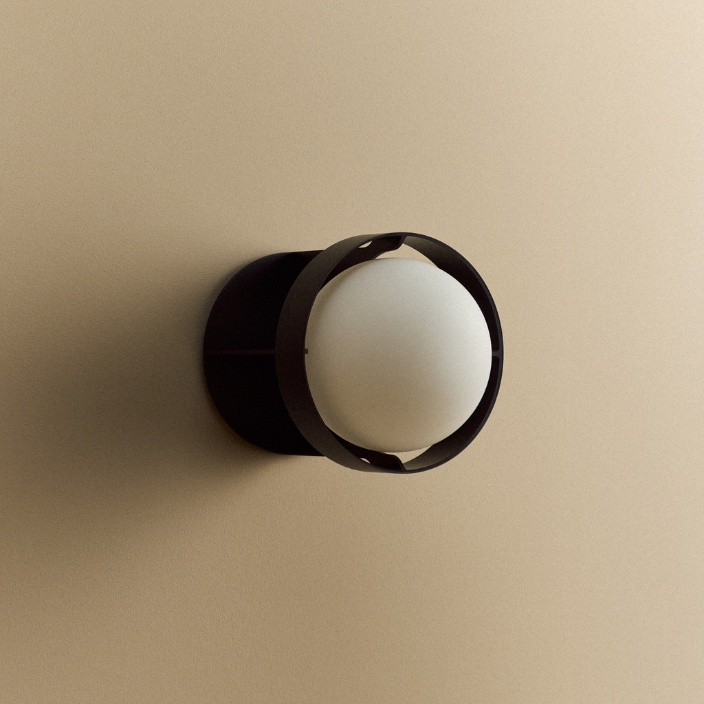 Tala Loop Wall Light in Dark Grey + Sphere IV shown illuminated (view 2)