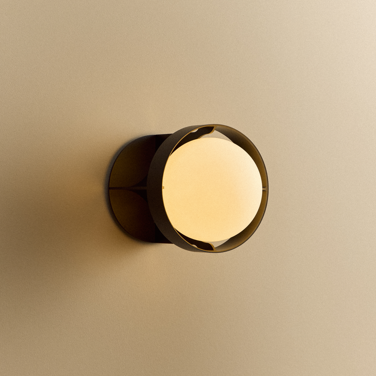 Tala Loop Wall Light in Dark Grey + Sphere IV shown illuminated