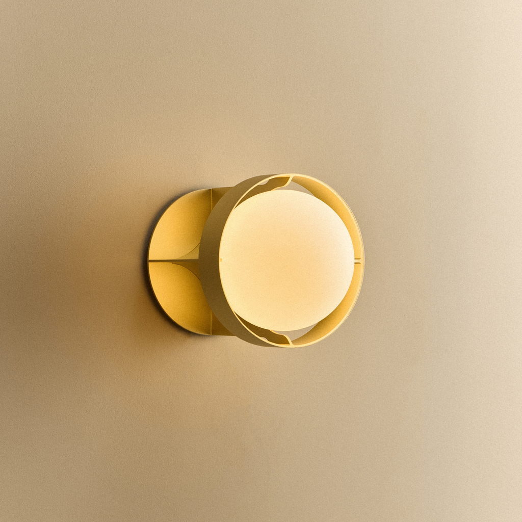Tala Loop Wall Light in Gold + Sphere IV shown illuminated