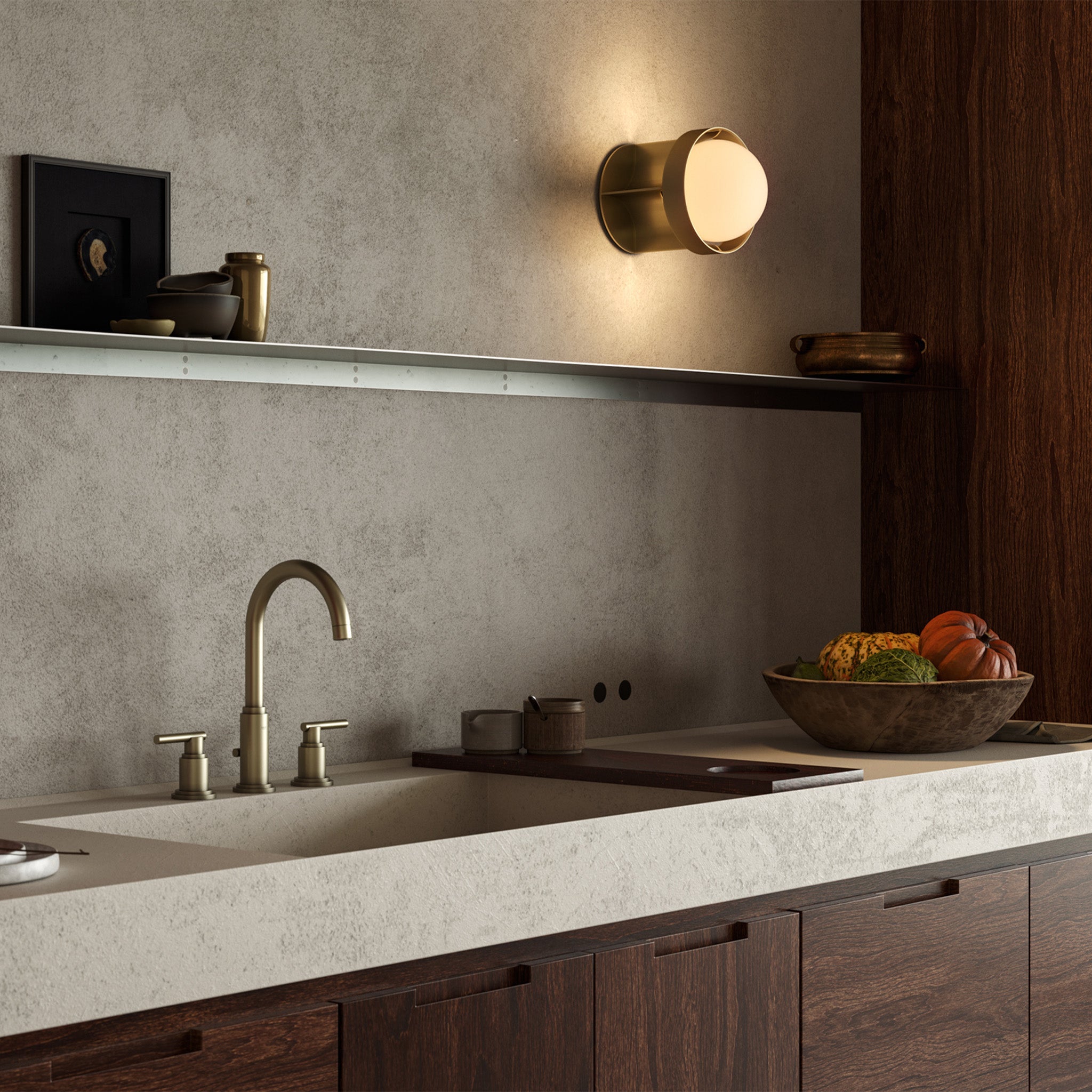 Tala Loop Wall Light in Gold + Sphere IV