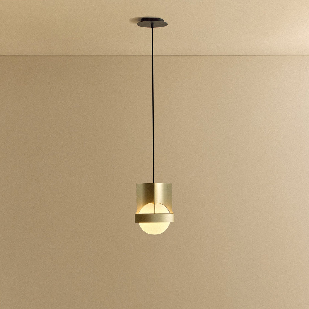Tala Loop Single Pendant in Gold + Sphere IV shown illuminated
