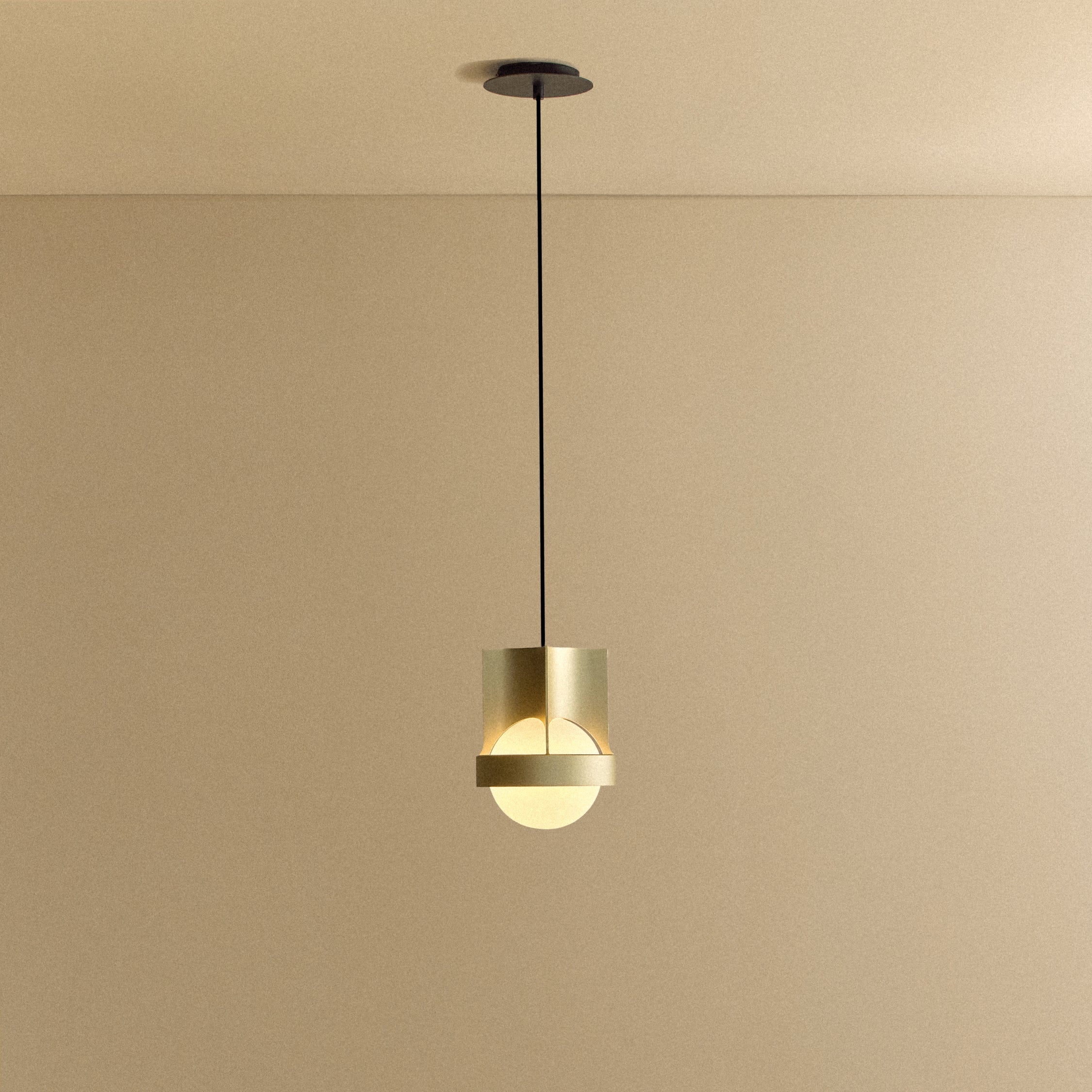 Tala Loop Single Pendant in Gold + Sphere IV shown illuminated