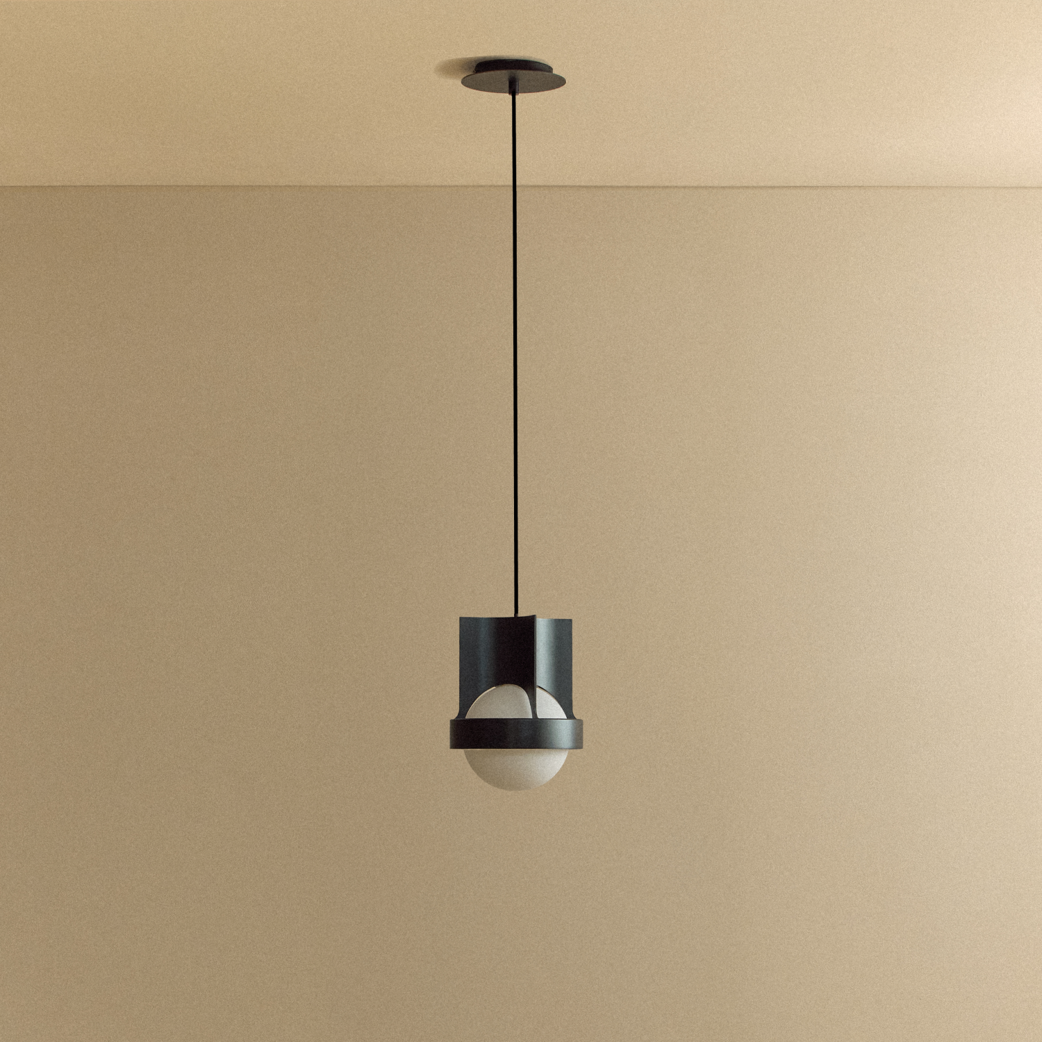 Tala Loop Single Pendant in Dark Grey + Sphere IV shown unlit