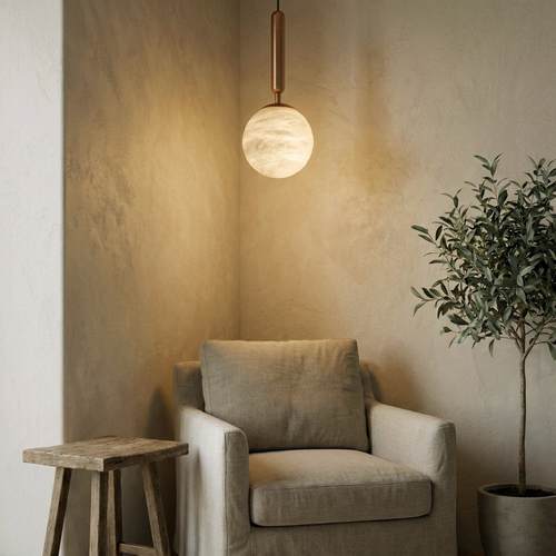 Araco Lumière Frozen Lucis natural alabaster pendant light, alternate view