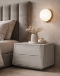 Madon Wide Bedside Table 700mm - Dark Grey Oak