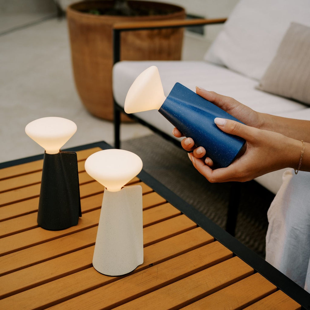 Tala Mantle Portable Lamp in Cobalt Blue in a styled interior setting