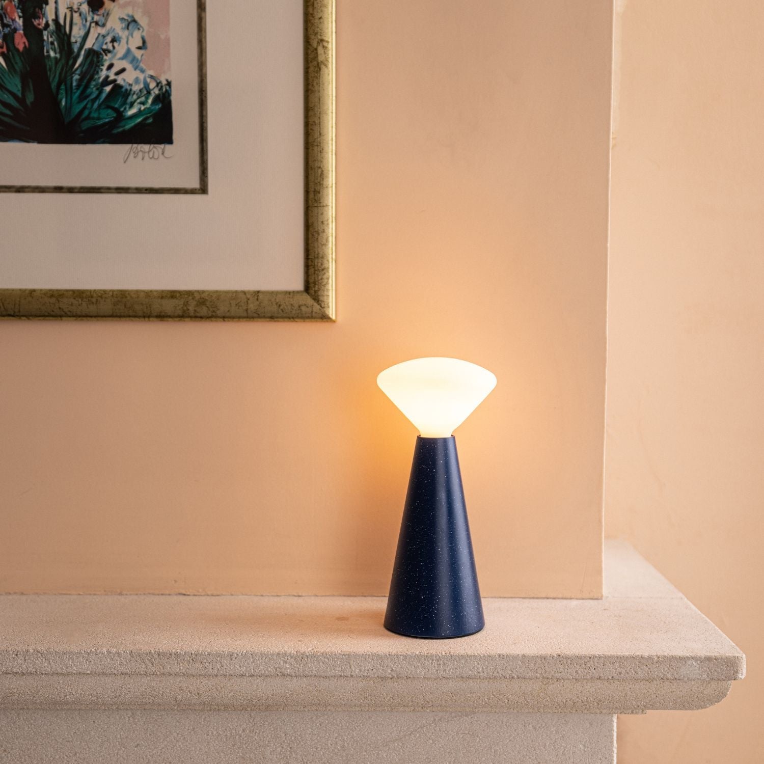 Tala Mantle Portable Lamp in Cobalt Blue - Set of 2 in a styled interior setting
