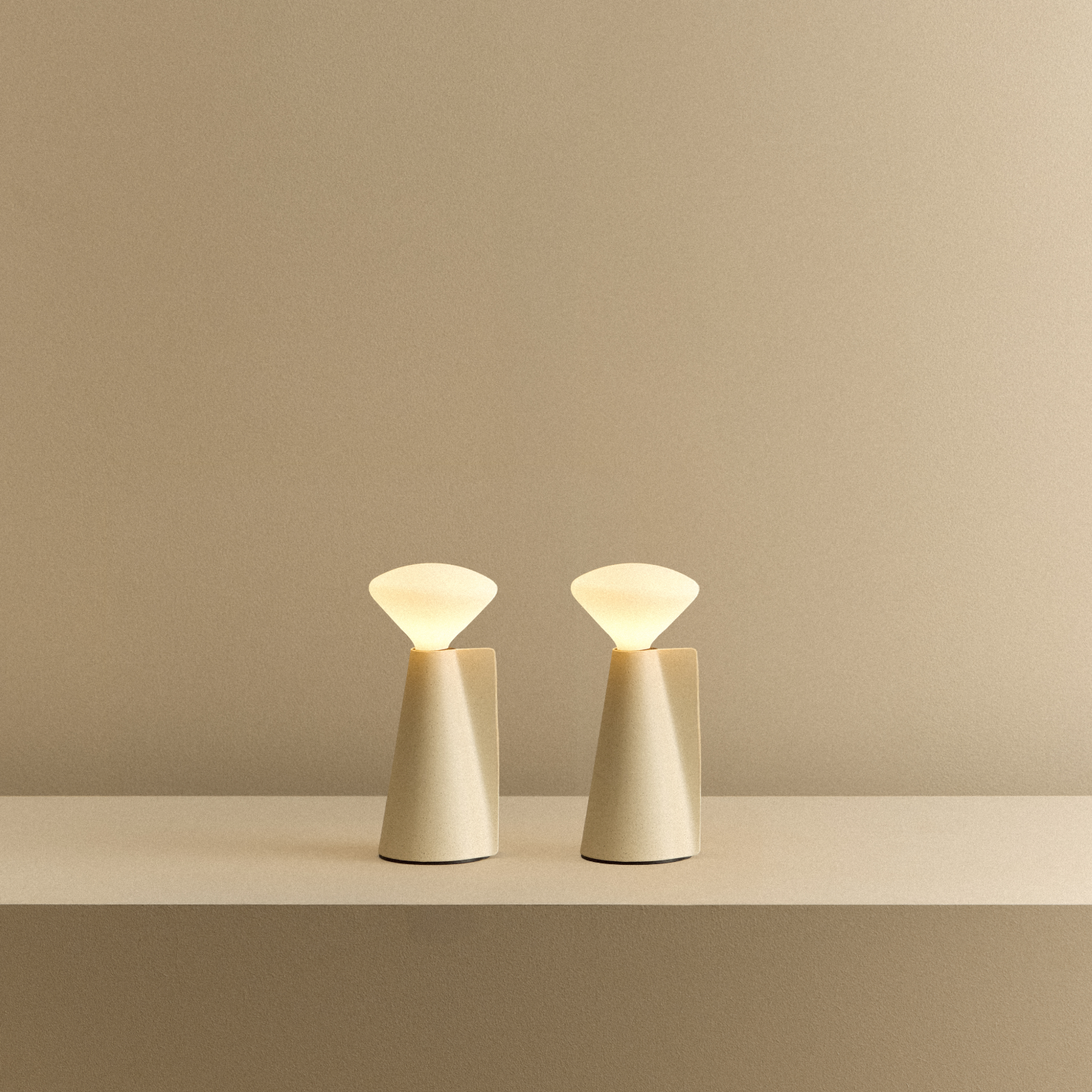 Tala Mantle Portable Lamp in Stone White - Set of 2 shown illuminated
