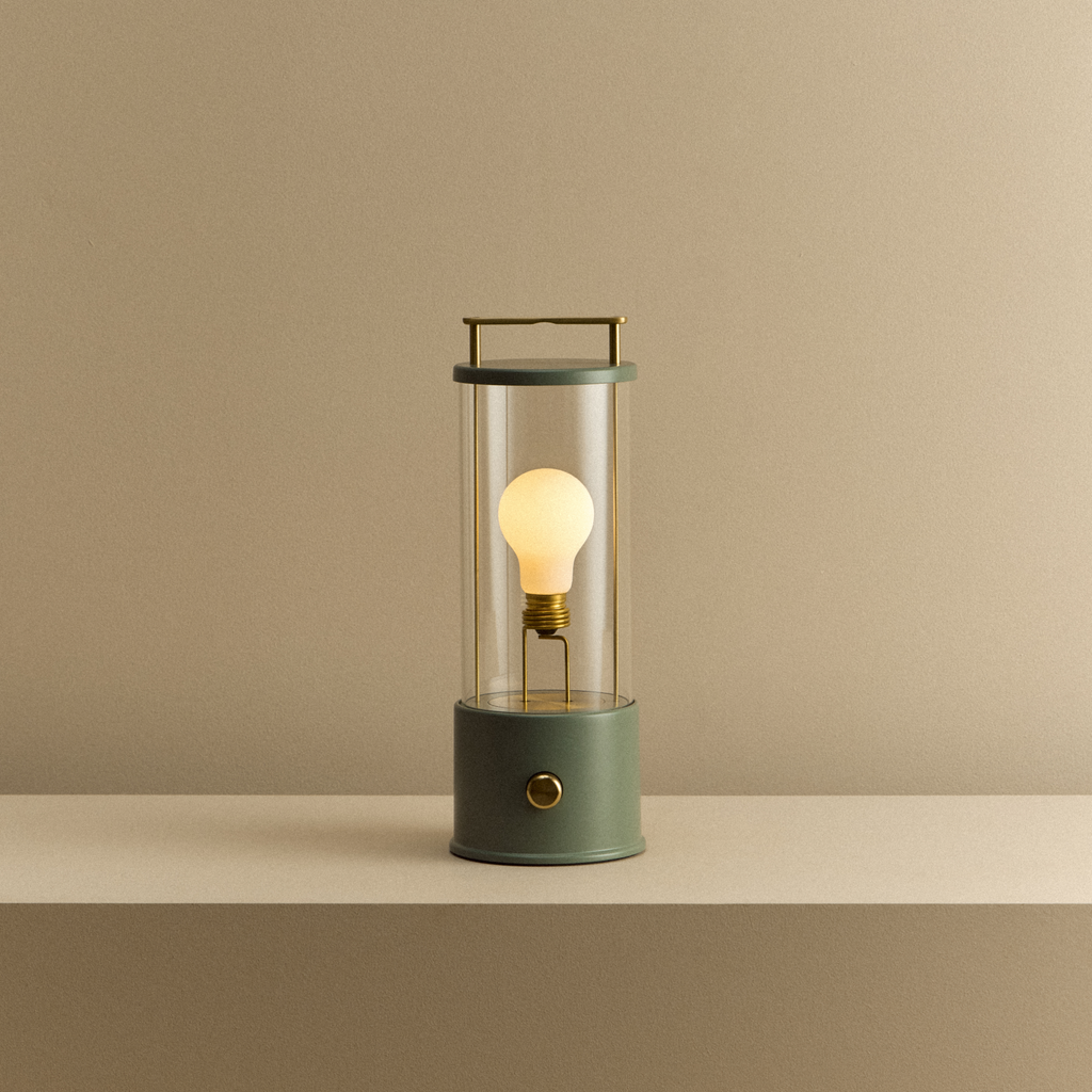 Tala The Muse Portable Lamp in Pleasure Garden Green shown illuminated