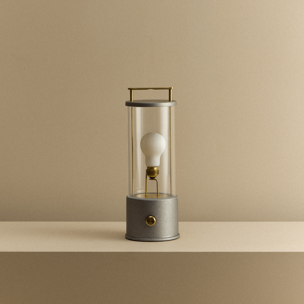 Tala The Rugged Muse Portable Lamp in Raw Aluminium shown unlit