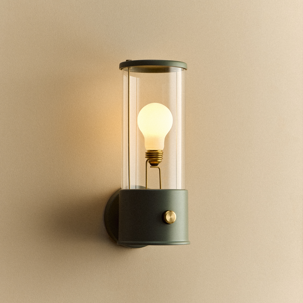 Tala The Muse Wall Light in Pleasure Garden Green shown illuminated