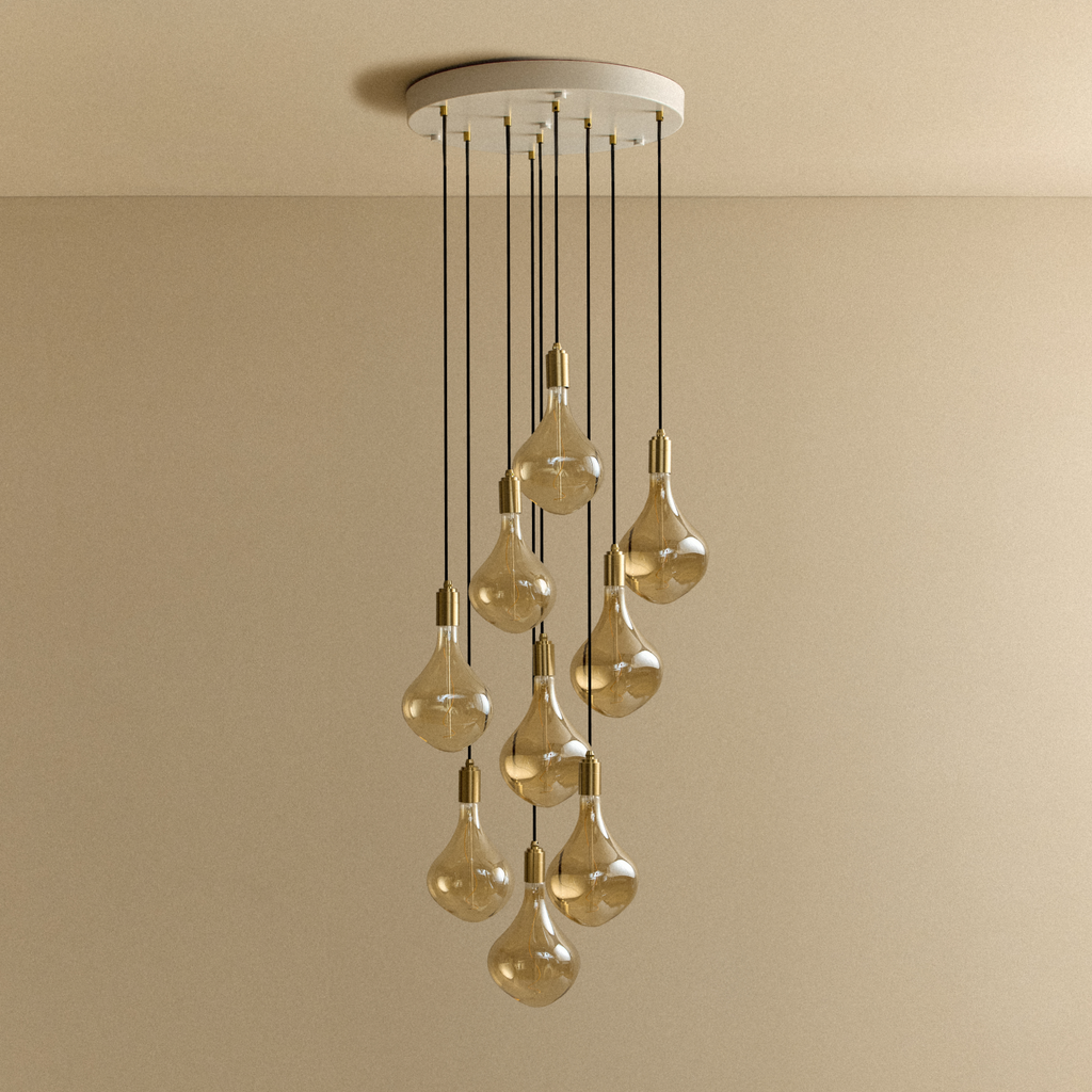 Tala Nine Pendant in Brass + Voronoi II shown unlit