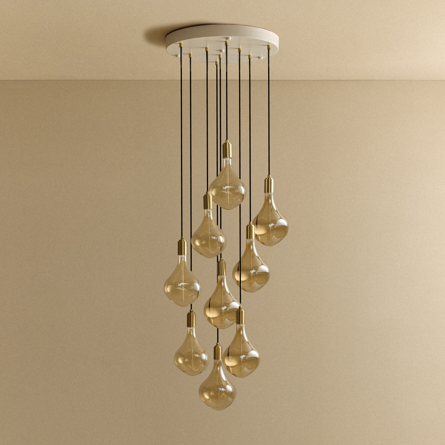 Tala Nine Pendant in Brass + Voronoi II shown unlit