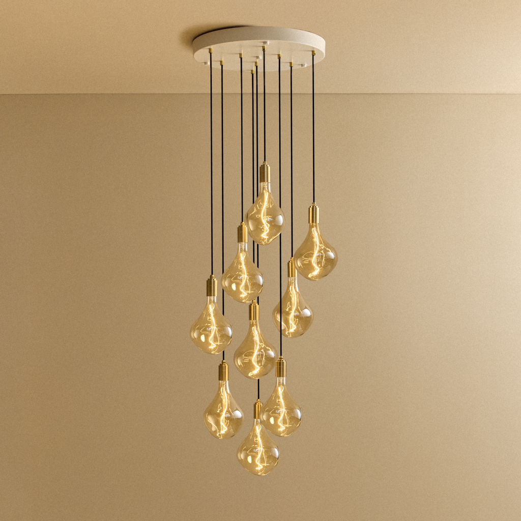Tala Nine Pendant in Brass + Voronoi II shown illuminated
