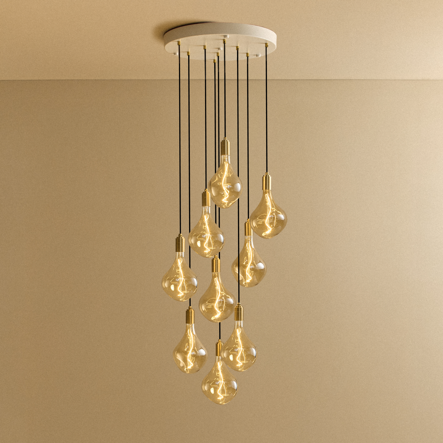 Tala Nine Pendant in Brass + Voronoi II shown illuminated