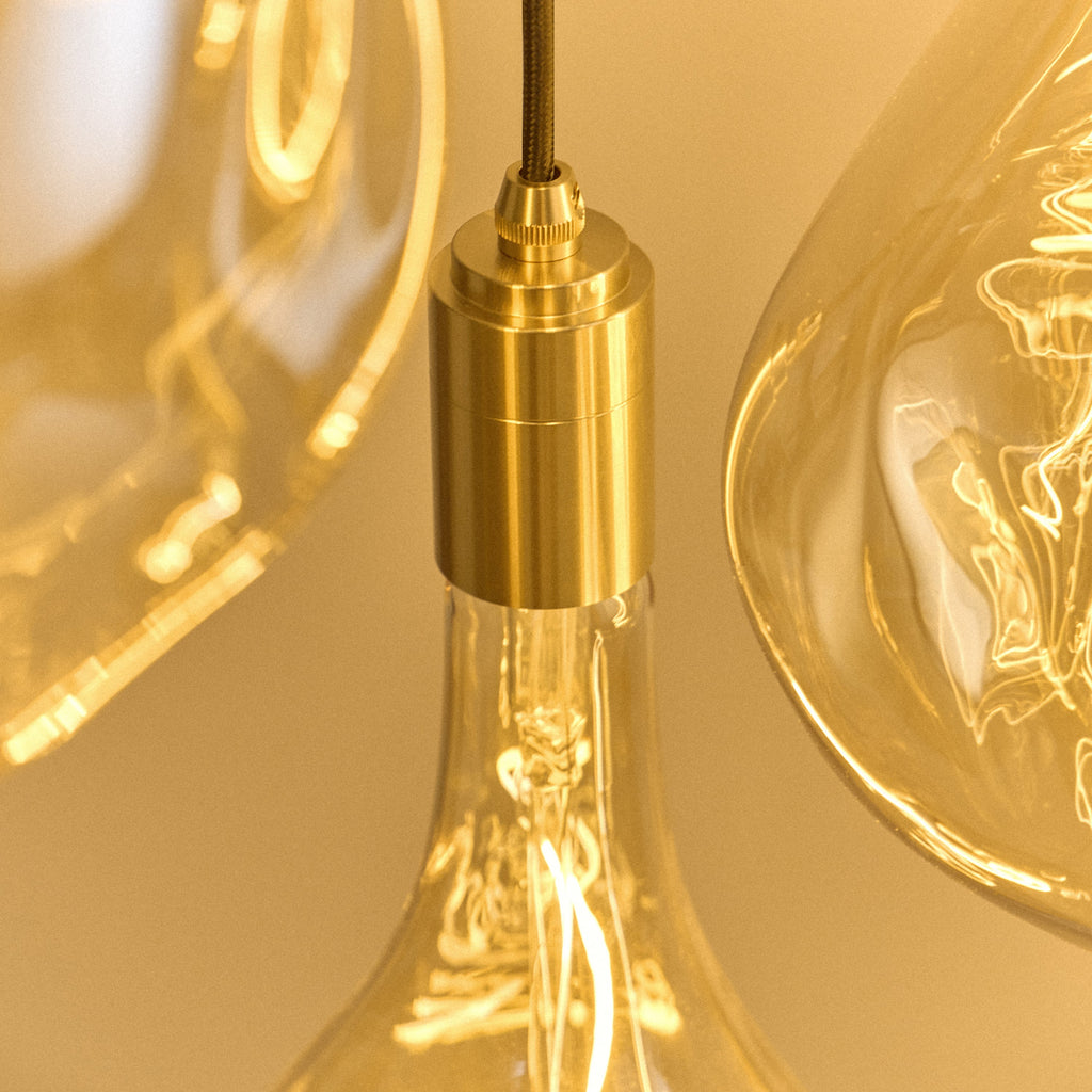 Tala Nine Pendant in Brass + Voronoi III close-up detail of the finish