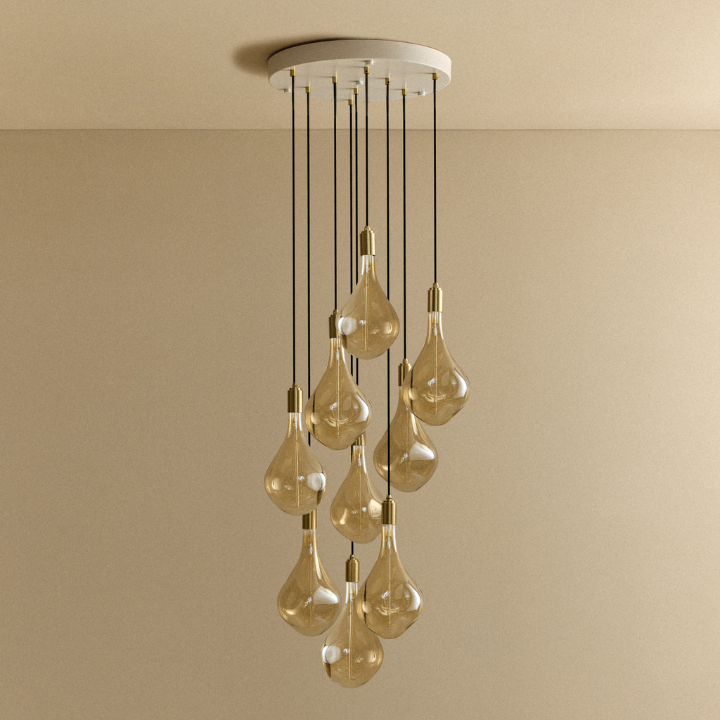 Tala Nine Pendant in Brass + Voronoi III shown unlit